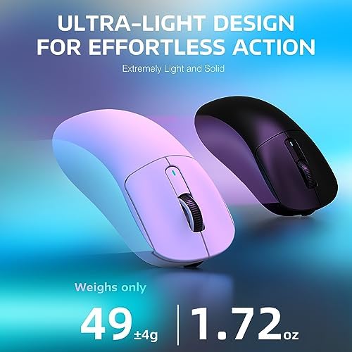 ATTACK SHARK X3 Wireless Gaming Mouse, 49g Ergonomic Computer Mouse, Triple Modes PAW3395 26K DPI Optical Sensor, 200h Battery Life, Programmable Buttons, Gaming Accessories for PC/Laptop/Mac (White) - Image 3