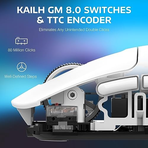 ATTACK SHARK X3 Wireless Gaming Mouse, 49g Ergonomic Computer Mouse, Triple Modes PAW3395 26K DPI Optical Sensor, 200h Battery Life, Programmable Buttons, Gaming Accessories for PC/Laptop/Mac (White) - Image 4