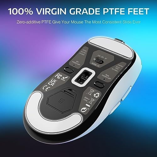 ATTACK SHARK X3 Wireless Gaming Mouse, 49g Ergonomic Computer Mouse, Triple Modes PAW3395 26K DPI Optical Sensor, 200h Battery Life, Programmable Buttons, Gaming Accessories for PC/Laptop/Mac (White) - Image 6