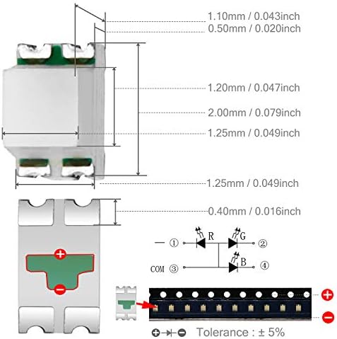 Chanzon 100 pcs SMD 0805 (2mm x 1.2mm) RGB Multicolor LED Diode Lights 20mA Lighting Bulb Lamps Electronics Components Indicator Light Emitting Diodes - Image 3