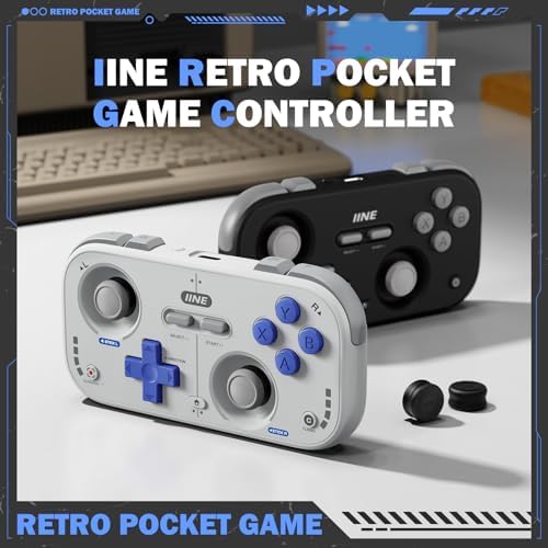 IINE Retro Pocket Wireless Game Controller – Compact Gamepad with Hall Effect Joysticks, Customizable Buttons, 1000Hz Polling Rate – Compatible with PC, Switch, Mobile, Steam Deck, Tablet (Grey) - Image 2