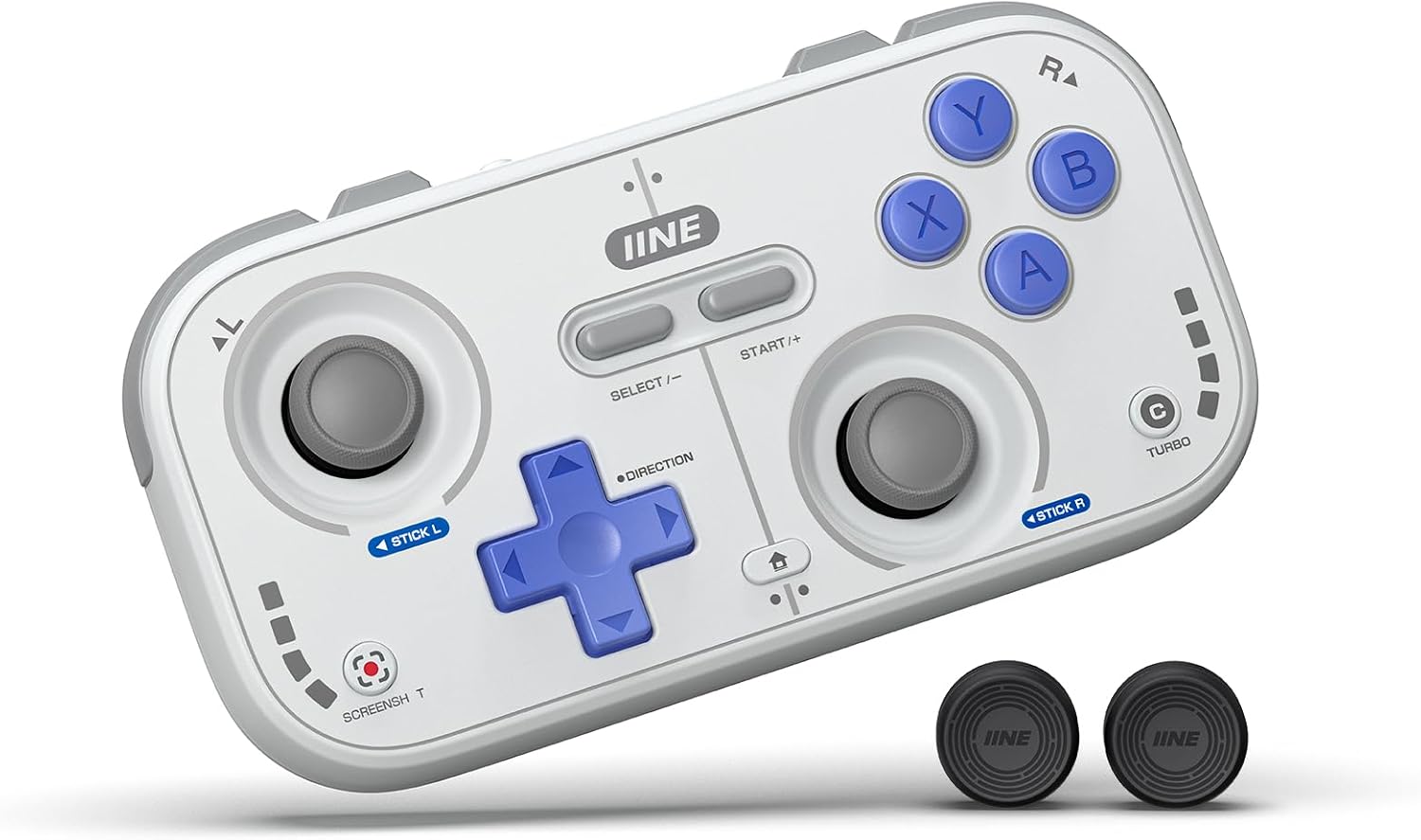IINE Retro Pocket Wireless Game Controller – Compact Gamepad with Hall Effect Joysticks, Customizable Buttons, 1000Hz Polling Rate – Compatible with PC, Switch, Mobile, Steam Deck, Tablet (Grey) - Image 9
